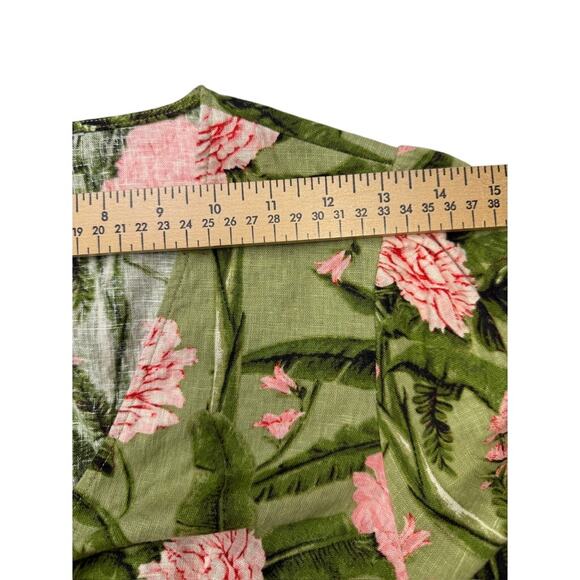 Agua Bendita for Target Peony Print Wrap Crop Top Puff Sleeve Green Pink XS/S - Picture 8 of 11
